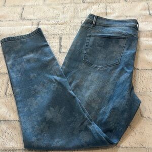 J. Jill Blue Straight Leg Jeans with Subtle Floral Wash